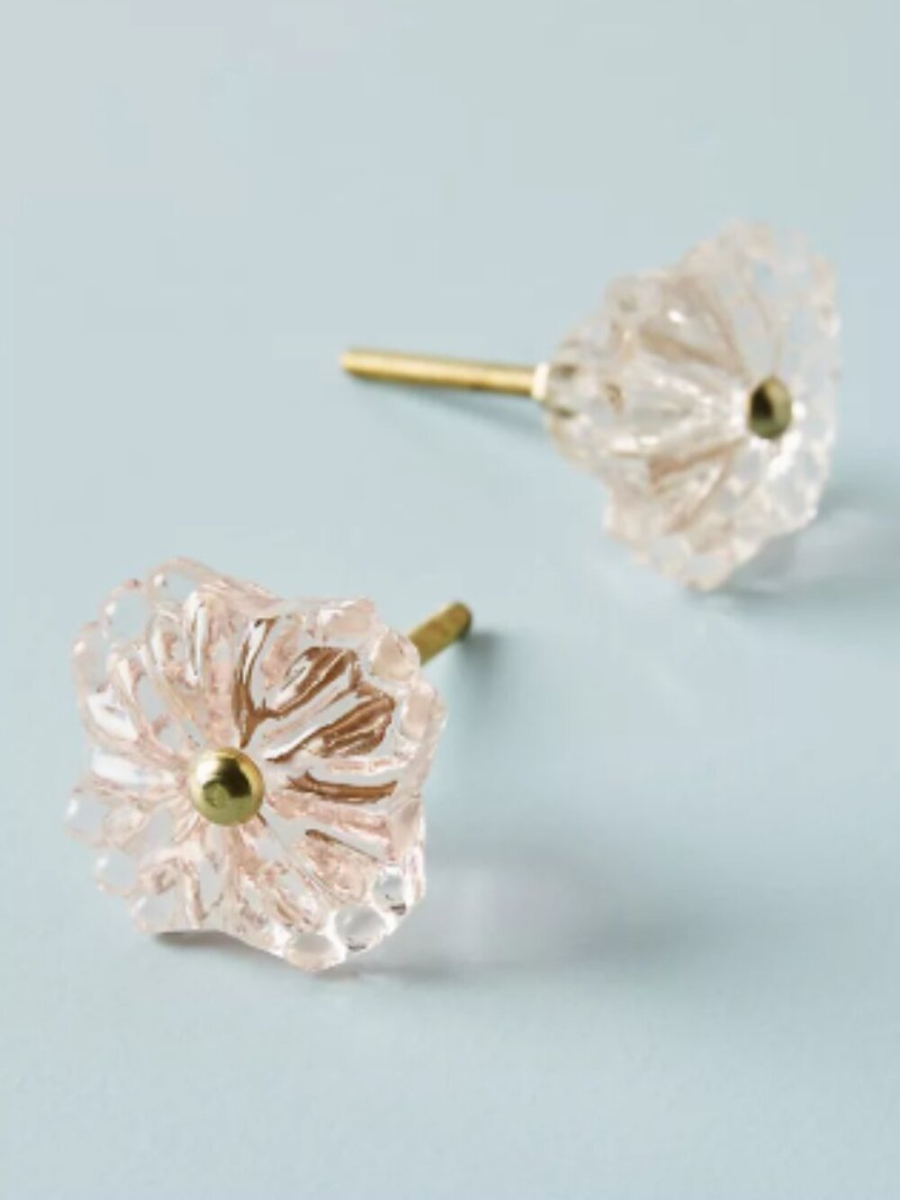 Anthropologie Helena Glass Knobs Set of 2 Pink
